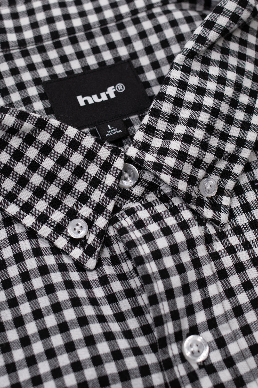 Huf 89 Micro Gingham SS Oxford Shirt Black / White - BONKERS