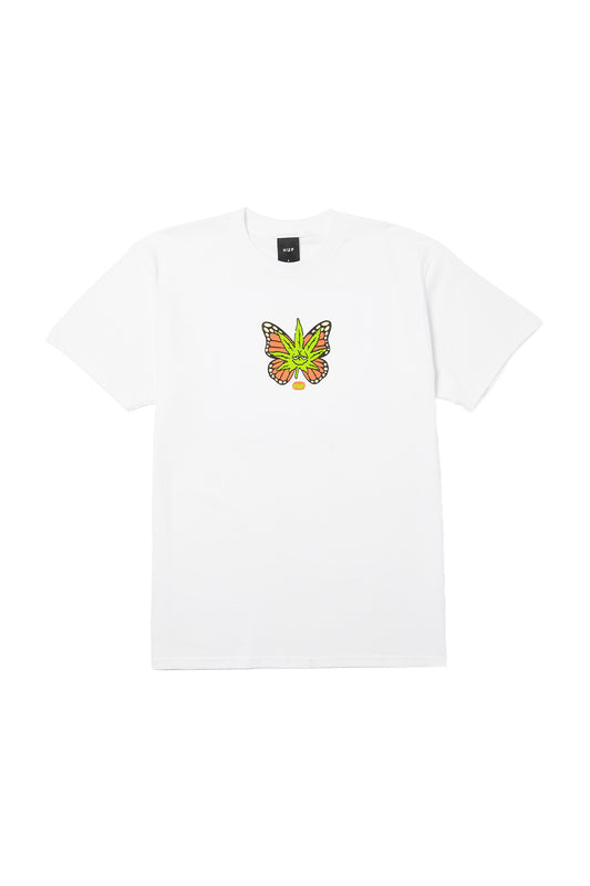 Huf Green Budderfly T-Shirt White - BONKERS