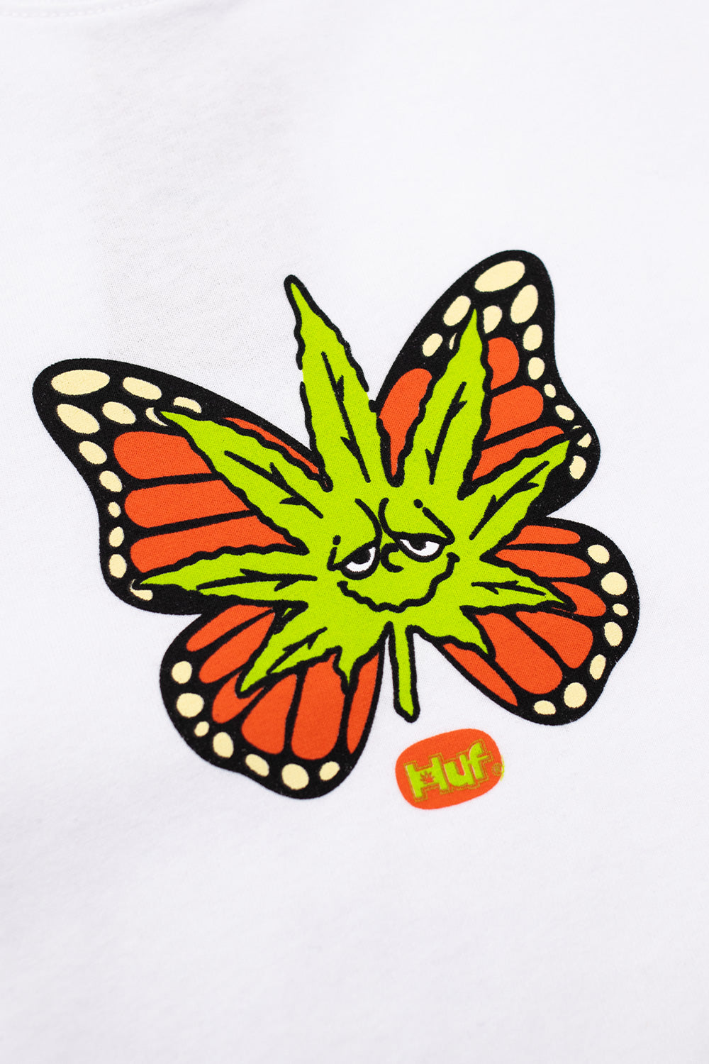 Huf Green Budderfly T-Shirt White - BONKERS