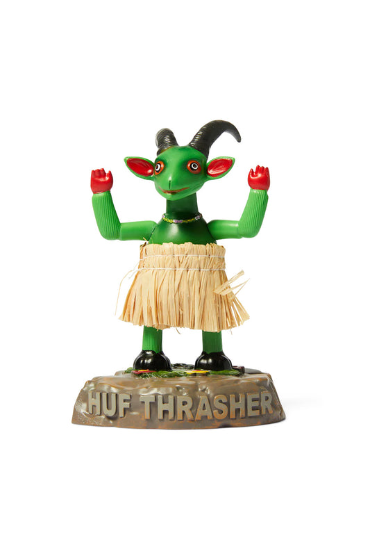 HUF x Thrasher Hula Goat Bobblehead, limited-edition collectible figure featuring playful hula-goat design and smooth bobble movement.