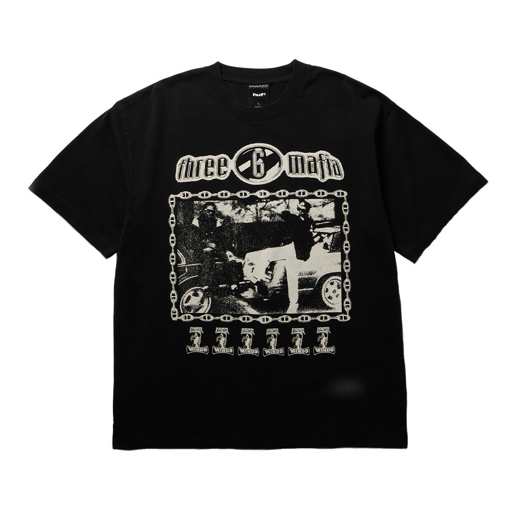 Huf X Three 6 Mafia Most Known Unknown T-Shirt Noir Délavé