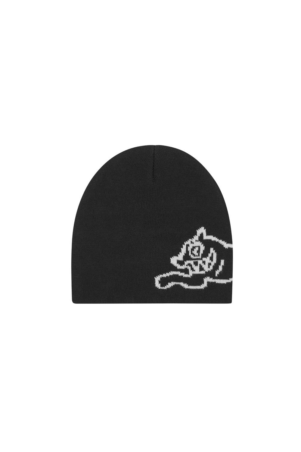 IceCream Running Dog Beanie Black – Stylische schwarze Beanie von IceCream mit hochwertigem Running Dog Stickdesign für einen coolen Streetwear-Look
