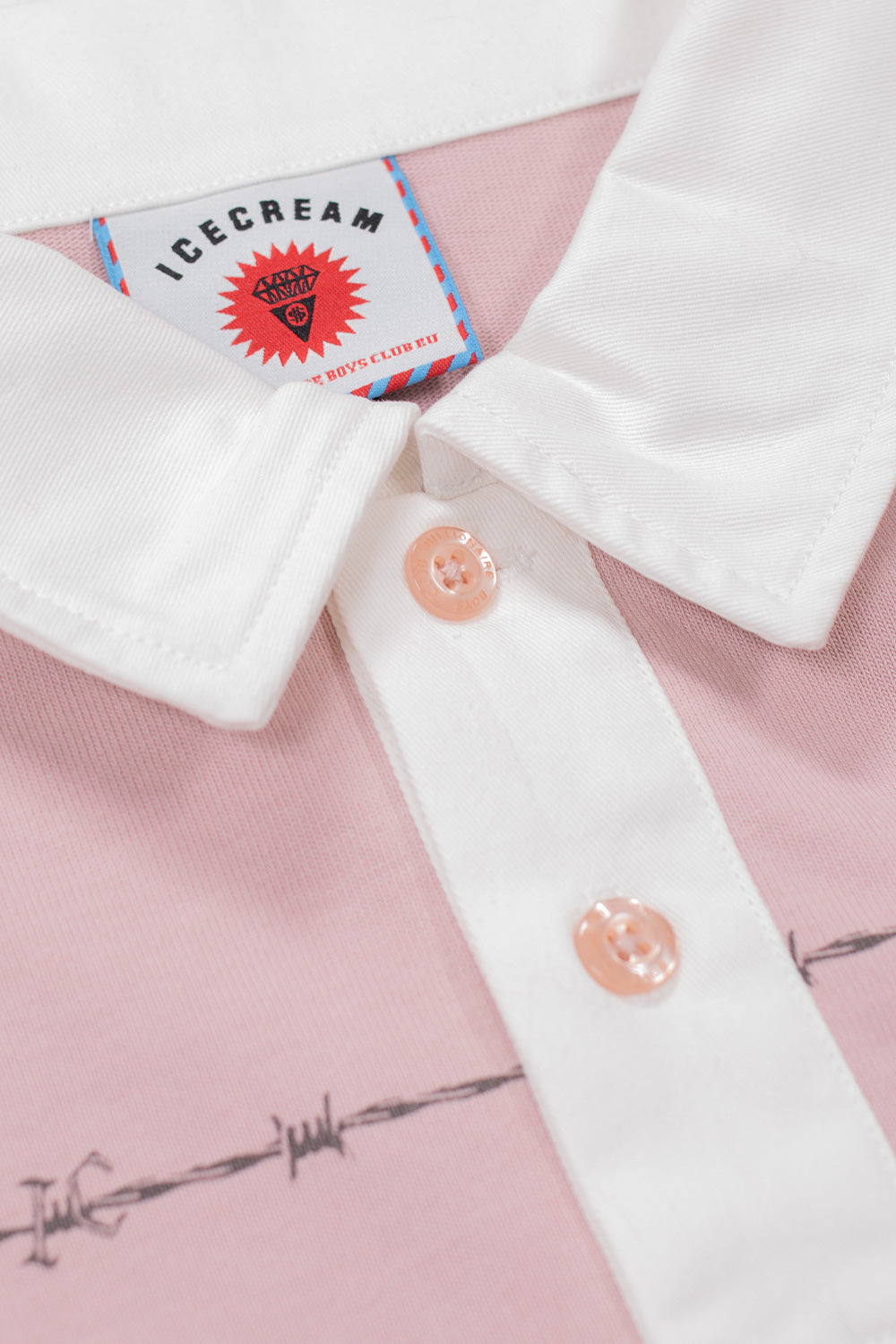 IceCream Barbed Wire Rugby Shirt Pale Pink - BONKERS