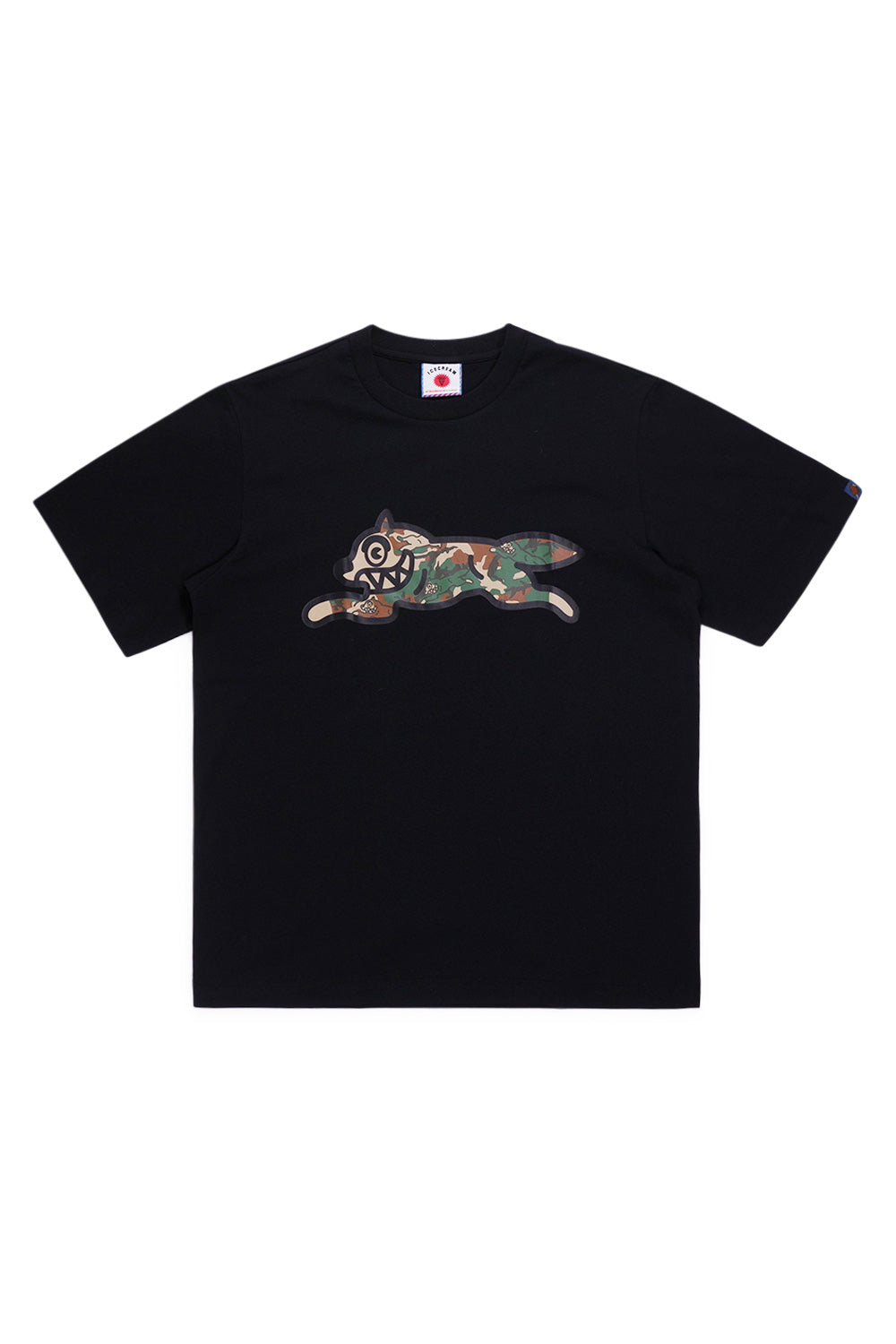 Icecream Running Dog T-Shirt Black – Camouflage-Logo auf schwarzem Streetwear-Shirt