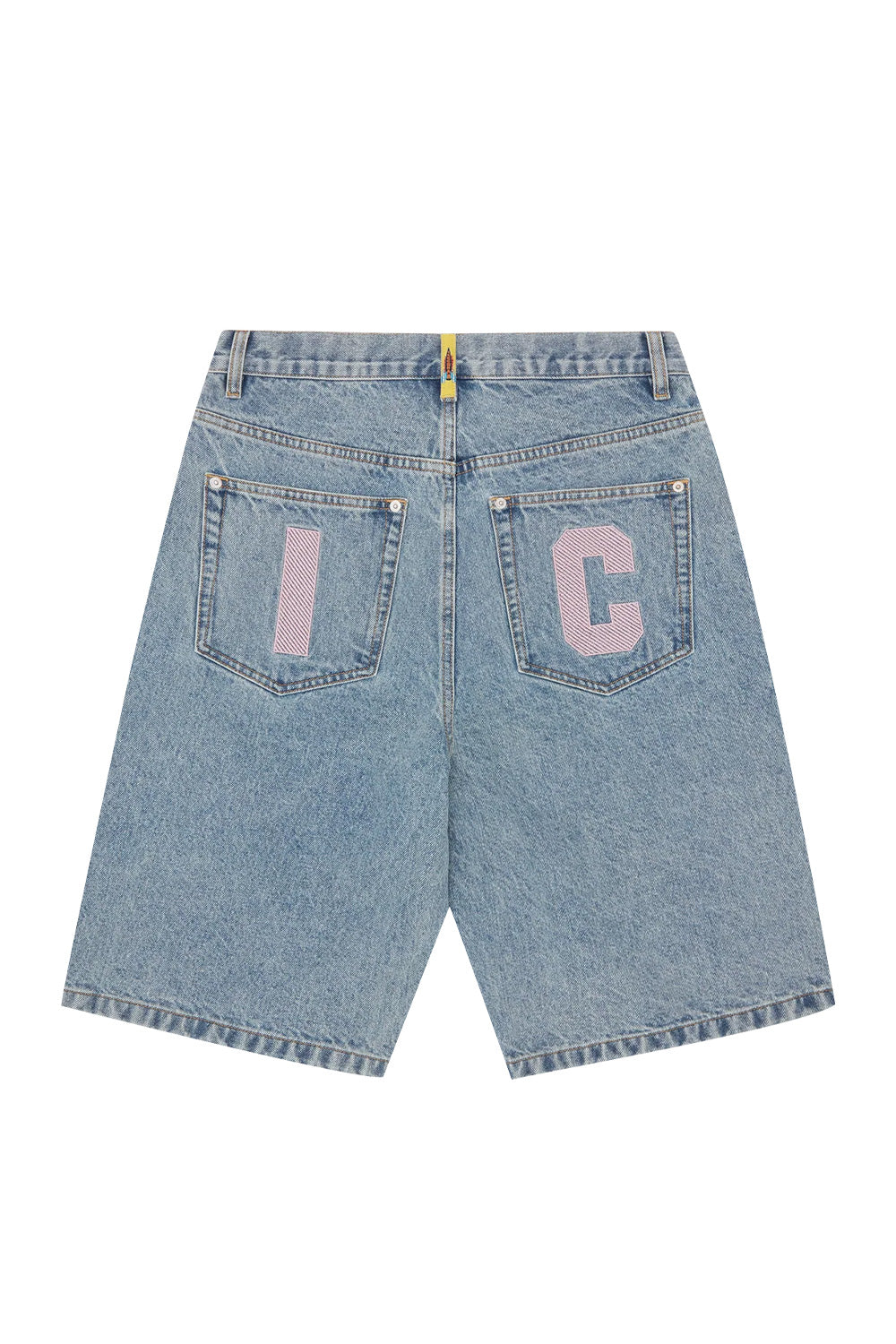 IceCream Running Dog Denim Short Heavy Wash Blue (Pink Print) - BONKERS