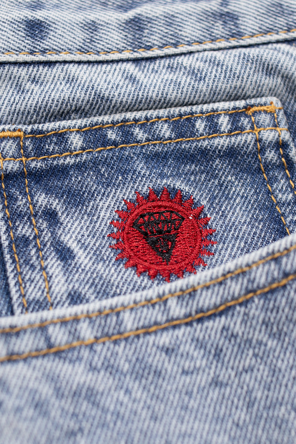 IceCream Running Dog Denim Short Heavy Wash Blue (Pink Print) - BONKERS