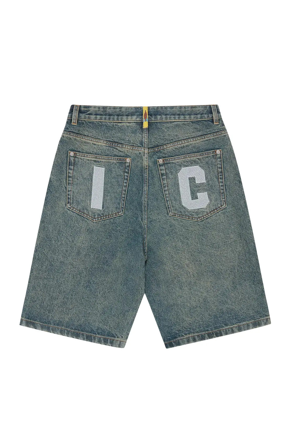 IceCream Running Dog Denim Short Vintage Wash (White Print) - BONKERS