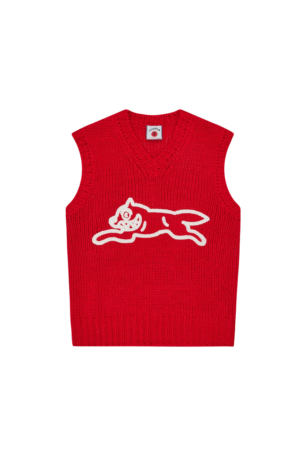IceCream Running Dog Knit Vest Red - BONKERS