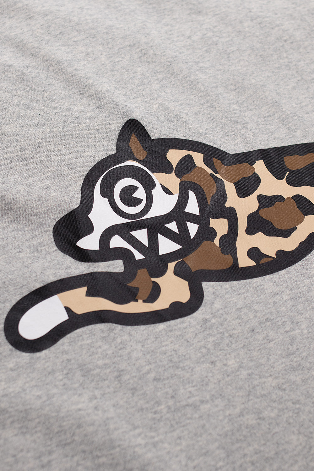 Casual Ice Cream Running Dog tee in heather grey with unique leopard print for streetwear