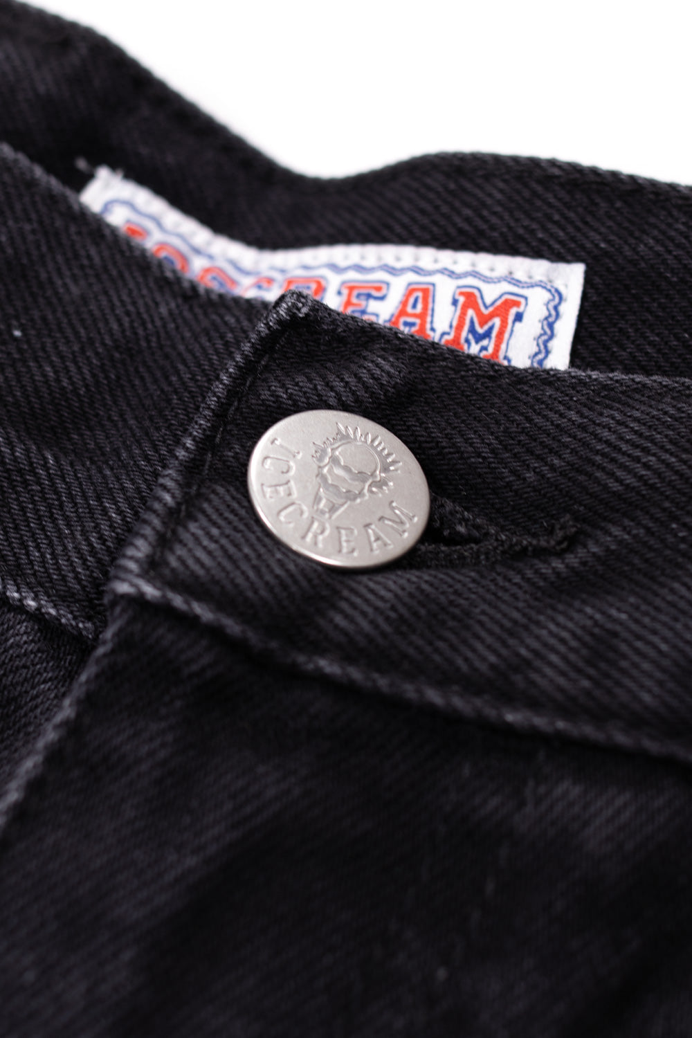 IceCream Running Dog Tripple Scoop Baggy Denim Pant Black (White Print) - BONKERS