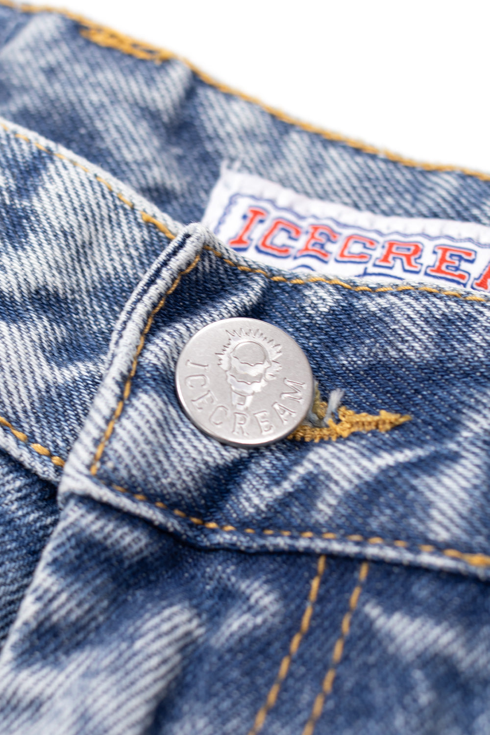 IceCream Running Dog Tripple Scoop Baggy Denim Pant Heavy Wash Blue (Pink Print) - BONKERS