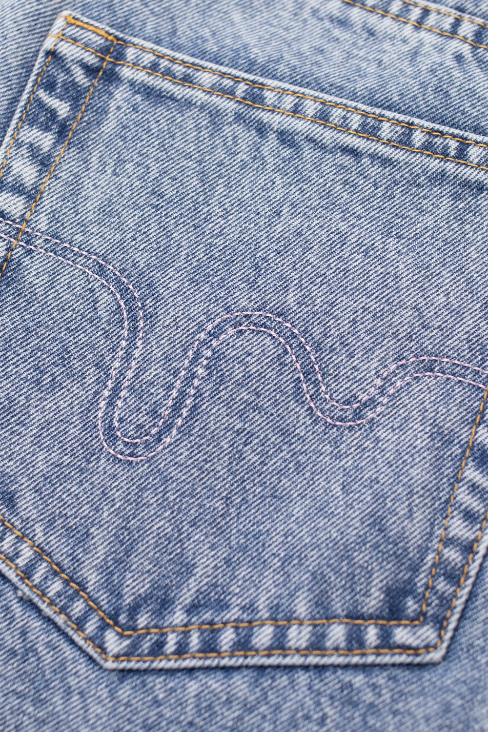 IceCream Running Dog Tripple Scoop Baggy Denim Pant Heavy Wash Blue (Pink Print) - BONKERS