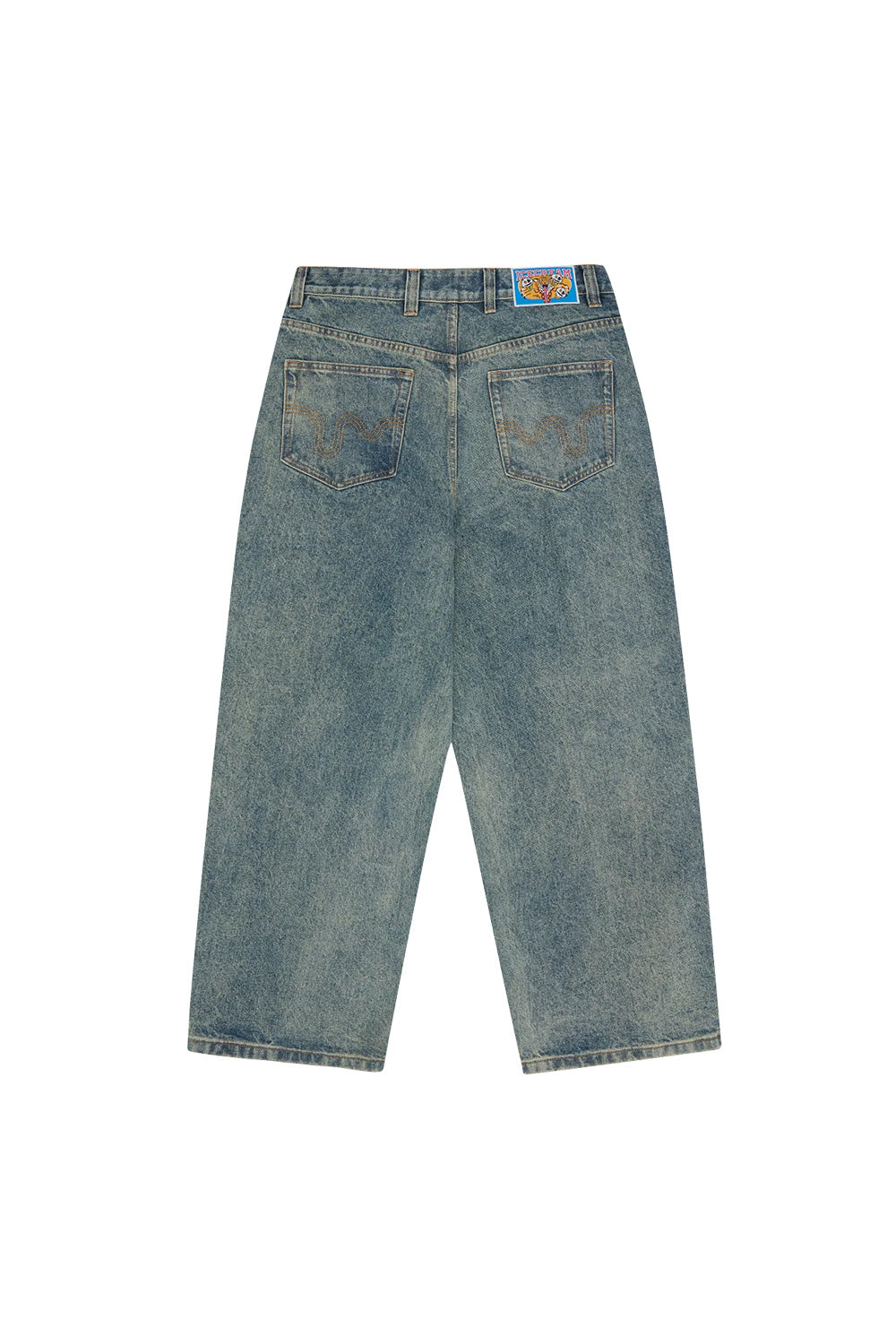 IceCream Running Dog Tripple Scoop Baggy Denim Pant Vintage Wash (White Print)