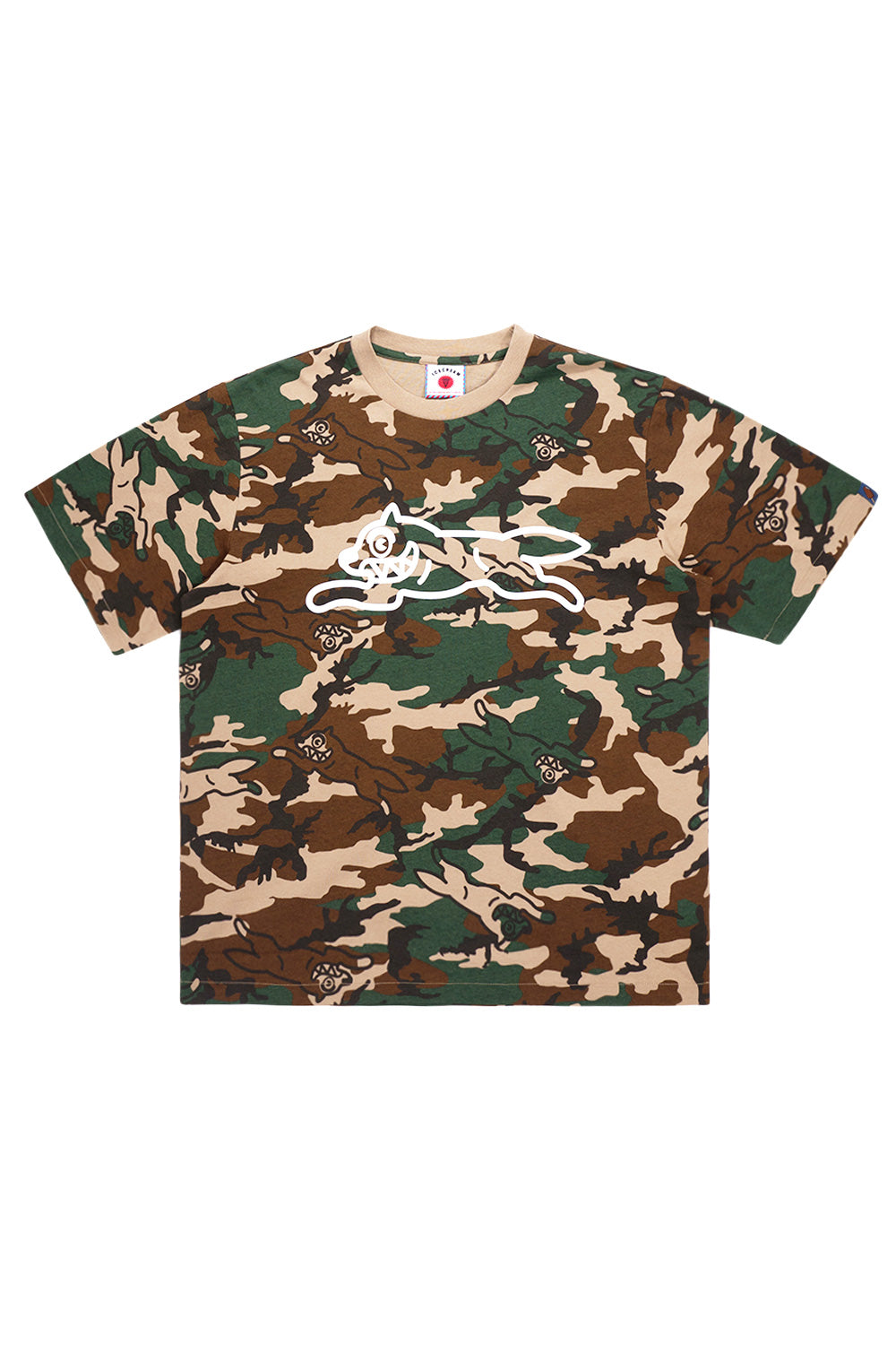 Icecream Running Dog T-Shirt – Camouflage-Print mit gesticktem Logo