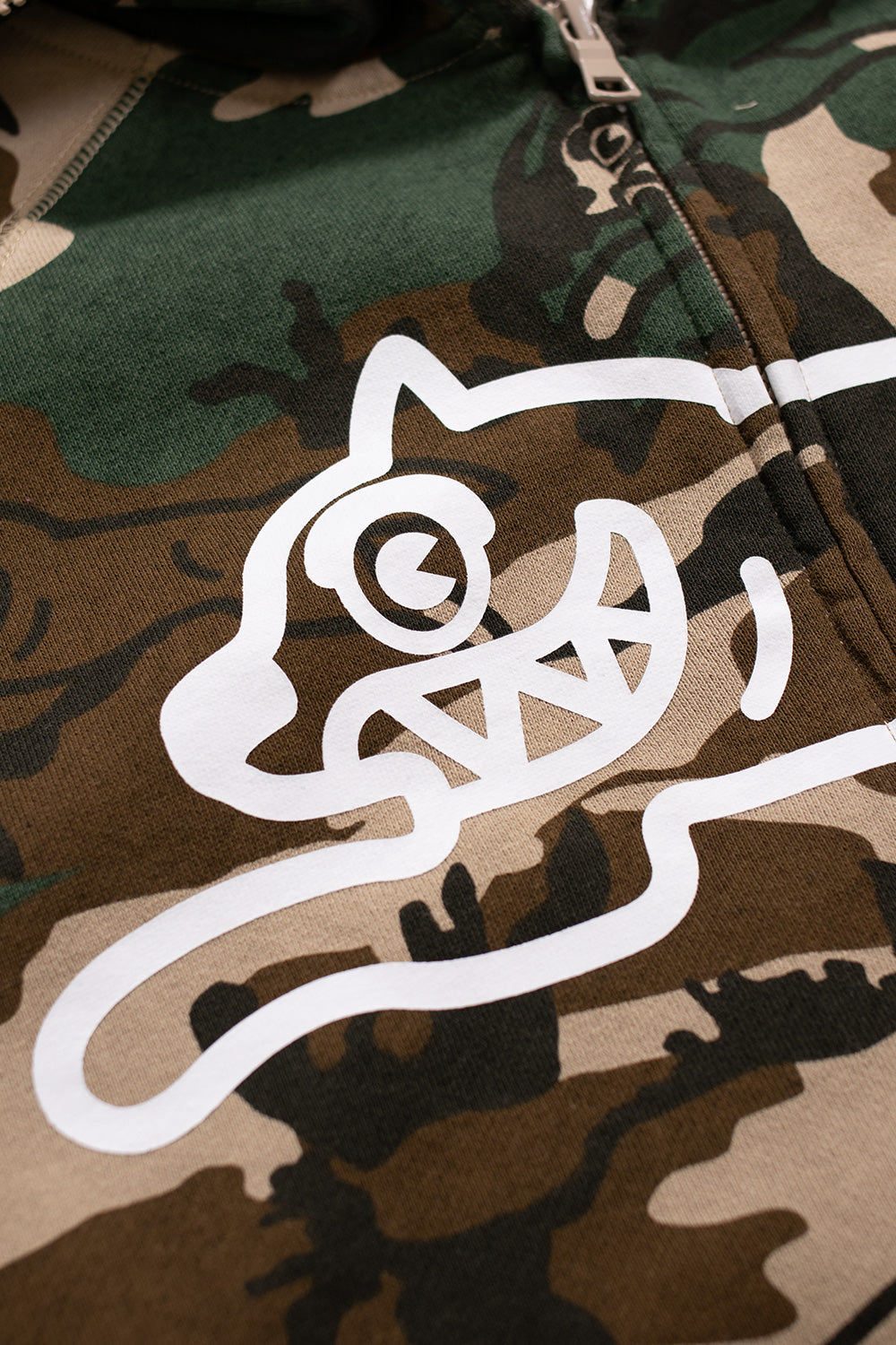 Icecream Woodland Camo Hoodie – Streetwear-Zip-Hoodie mit Running Dog Logo