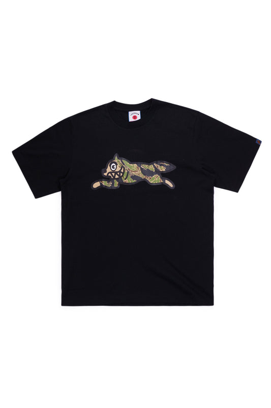IceCream Tiger Stripe Running Dog T-Shirt Black