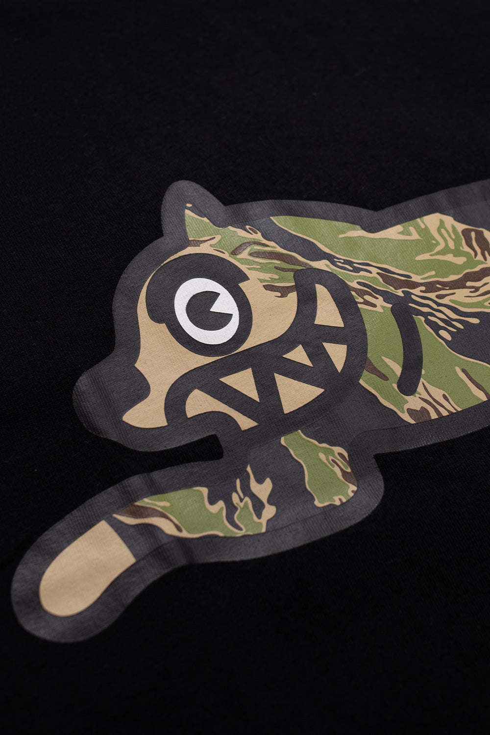 IceCream Tiger Stripe Running Dog T-Shirt Black