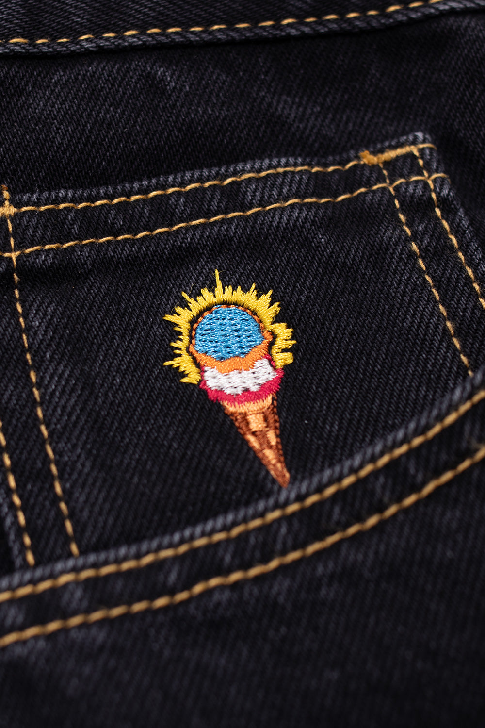 IceCream Tripple Scoop Baggy Denim Pant Black - BONKERS