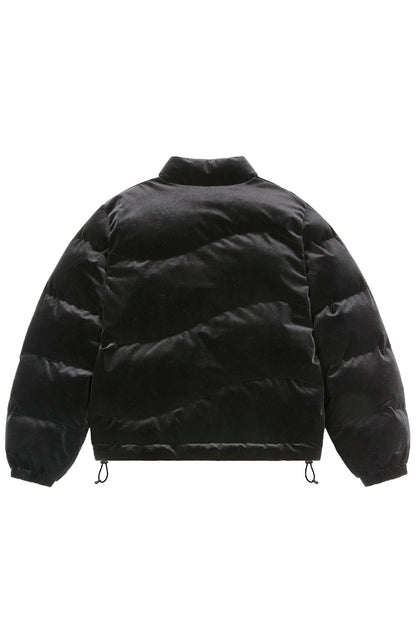 Dime Velvet Quilted Puffer Black - BONKERS