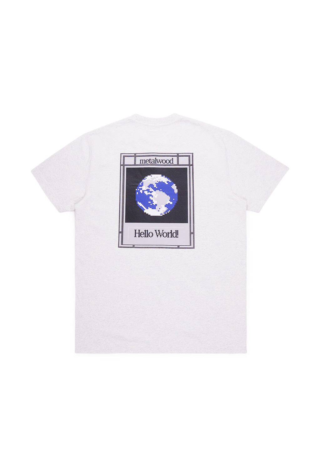 Metalwood Studio Hello World t-shirt in heather grey with bold front graphic for a streetwear-inspired look