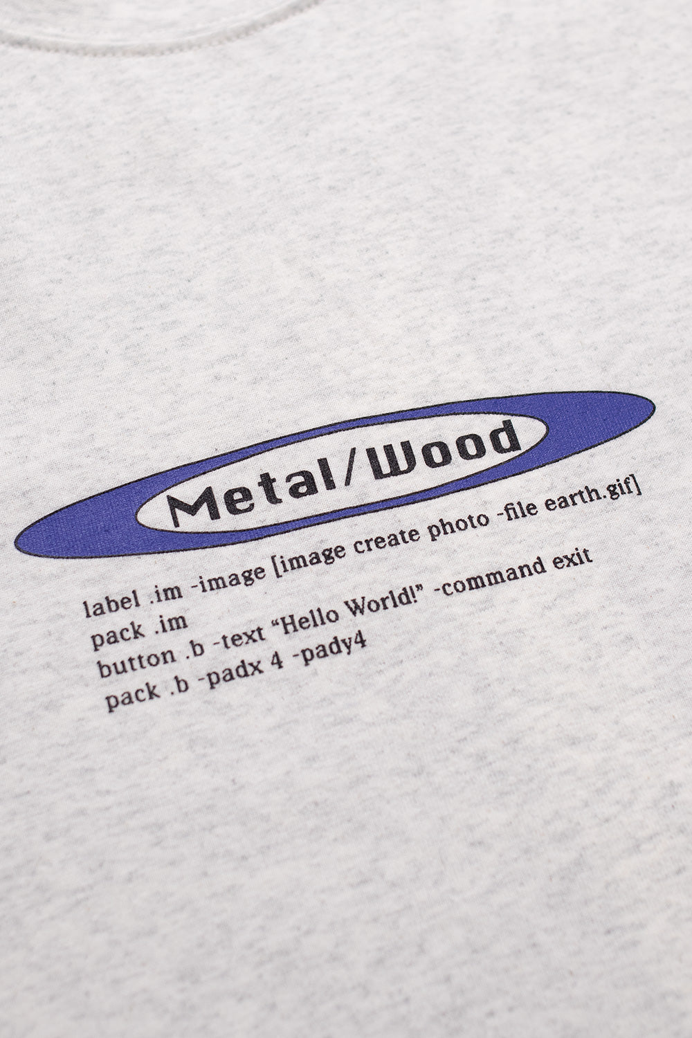 Metalwood Studio Hello World graphic tee in heather grey, perfect for adding a statement to your outfit