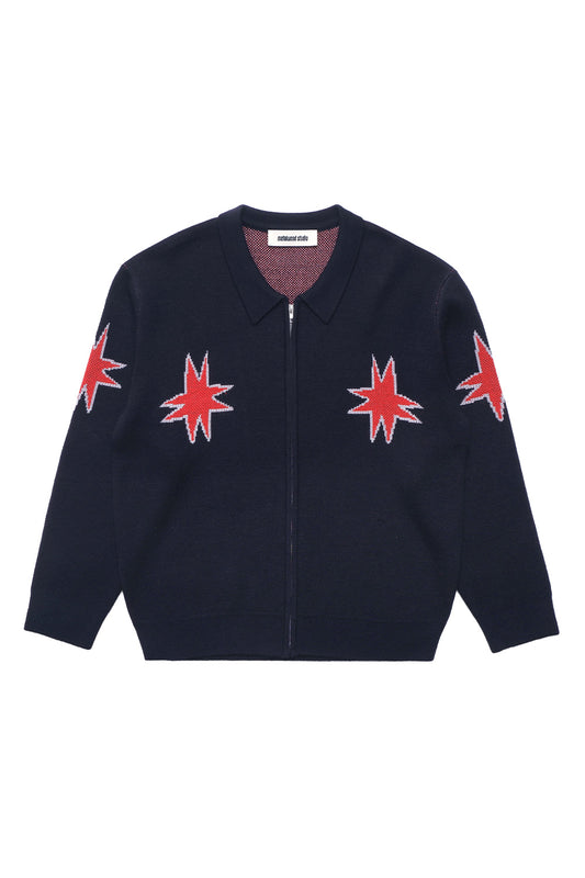 Metalwood Studio Kiki Zip Knit LS Polo Navy