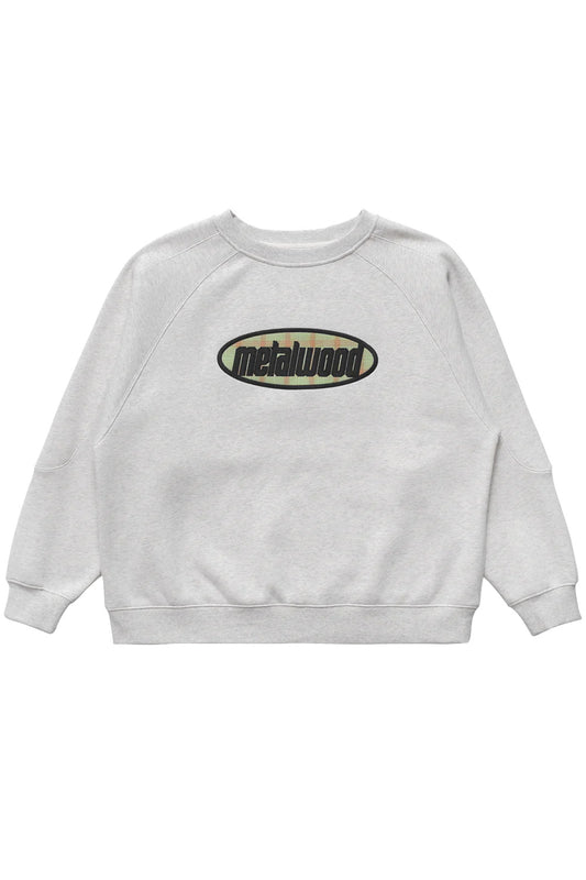 Metalwood Studio Plaid Oval Logo Raglan Crewneck Sweatshirt Heather Grey - BONKERS