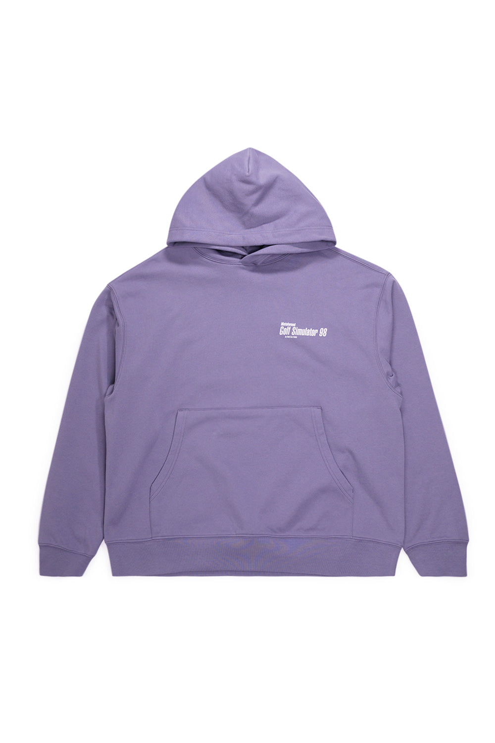 Premium quality pewter-colored Metalwood Studio hoodie featuring bold 'Simulator 98' print, a must-have for fashion-forward individuals.