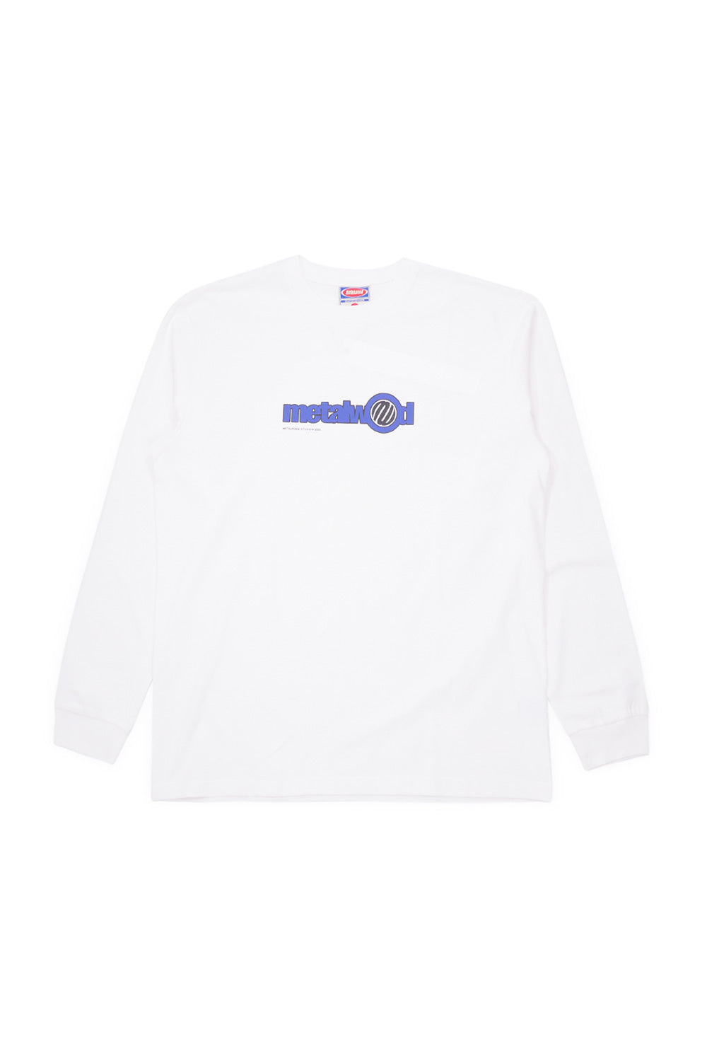 Metalwood Studio World Longsleeve T-Shirt White for men, wide-fit heavy cotton tee with printed front graphic and streetwear style.
