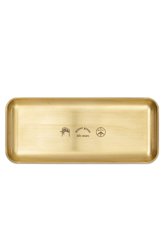 Mister Green Logo Rolling Tray Heavy Brass - BONKERS