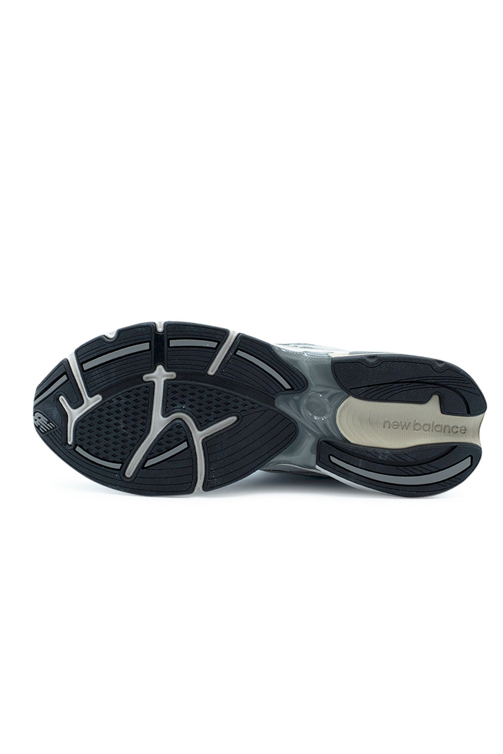 outsole view New Balance 2010 running shoe with multi-zone rubber traction pattern, flex grooves and durable performance sole designed for grip and shock absorption