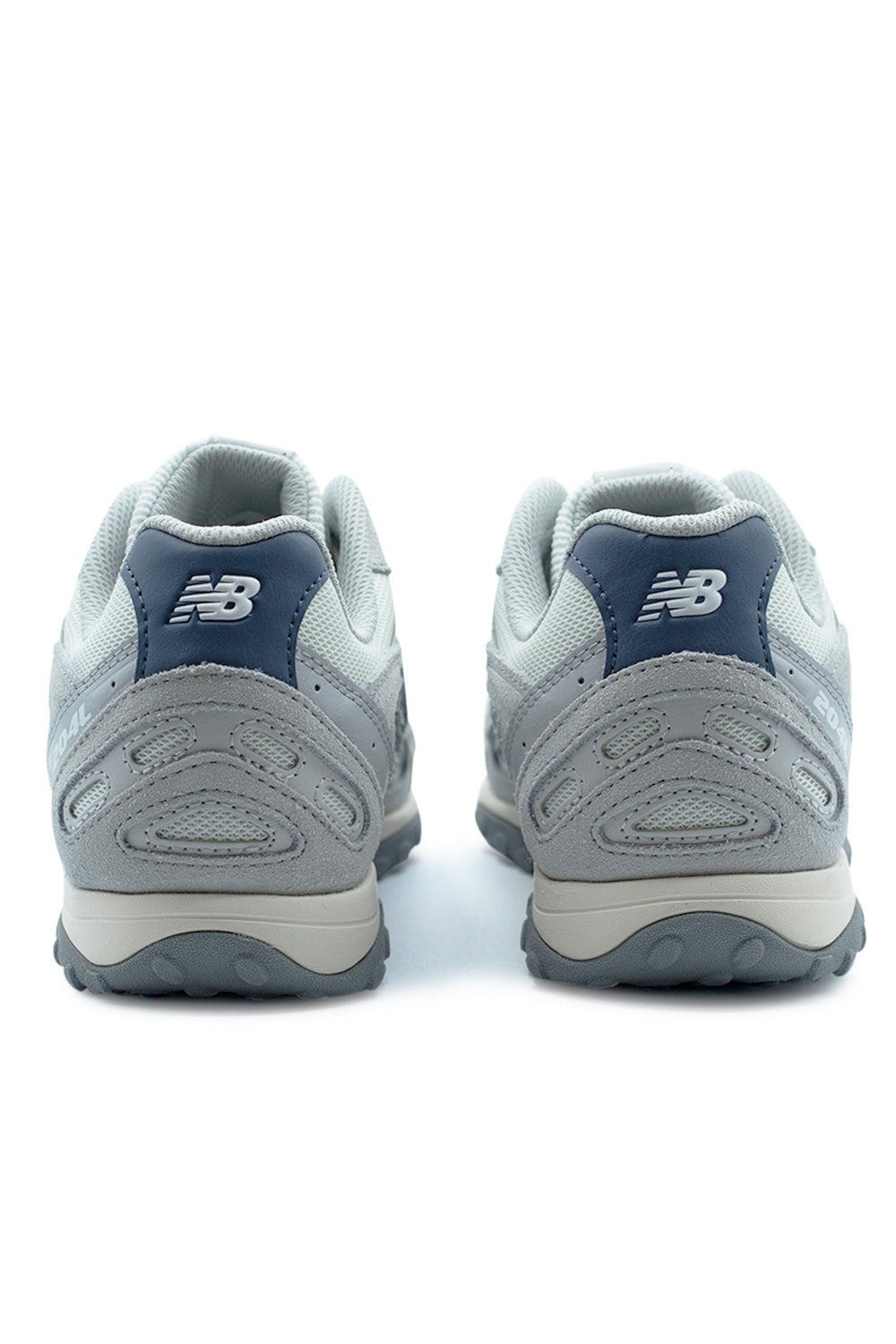 rear view New Balance 204L Raincloud Ash Wood with structured heel counter, layered suede panels, NB logo detail and flexible low profile sole for all day wear