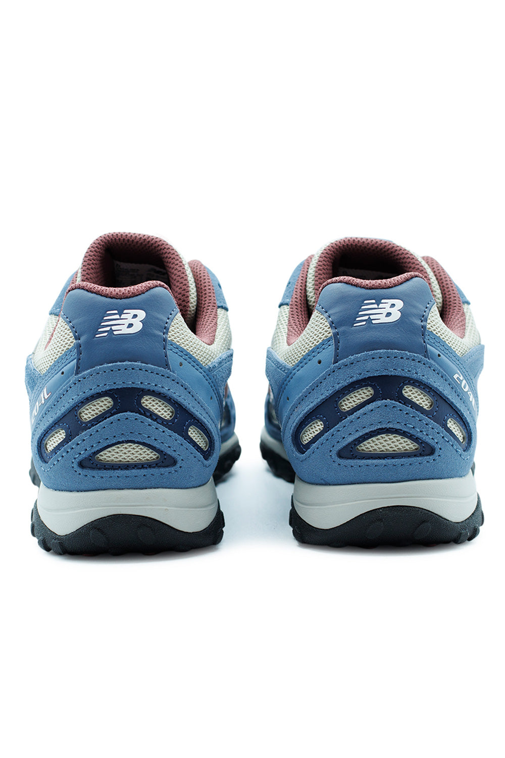 New Balance 204L Shoreline Blue Washed Burgundy, premium suede and mesh retro running shoe with double-stacked N logo and EVA cushioning.