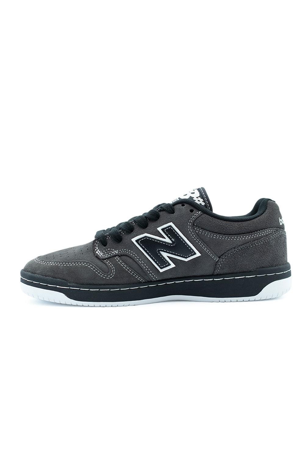 High-quality New Balance Numeric 480 Black Cement White sneaker, premium suede skate shoe with responsive FuelCell foam cushioning.