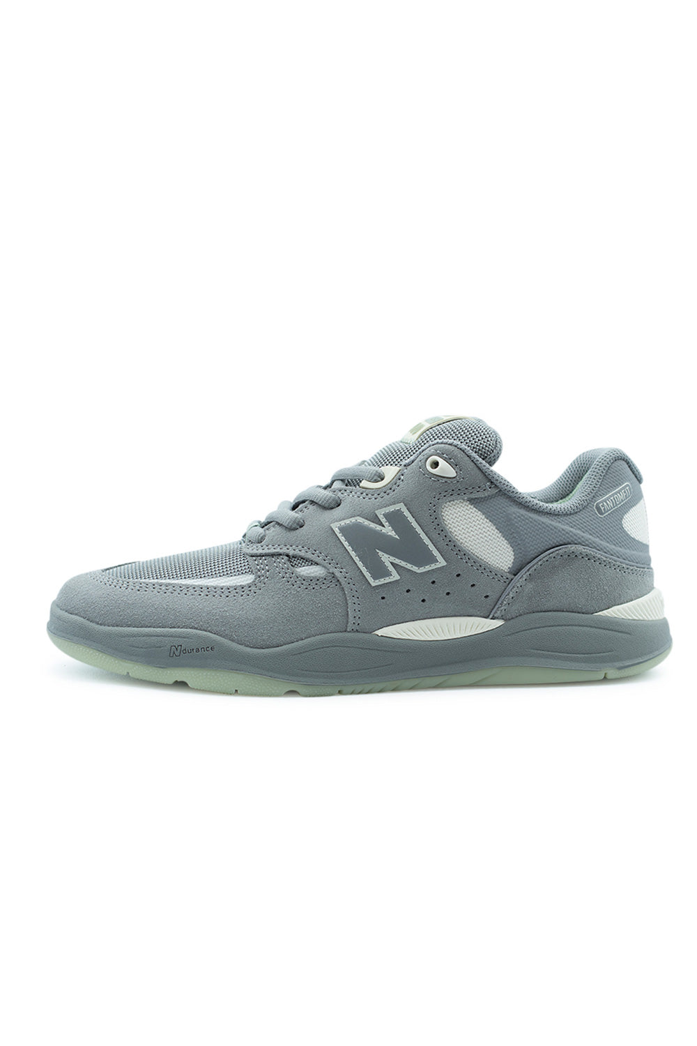 New Balance Numeric 1010 by Tiago Lemos in Slate Grey Sea Salt featuring premium suede construction, ventilated mesh panels and responsive FuelCell midsole built for high-impact skate sessions