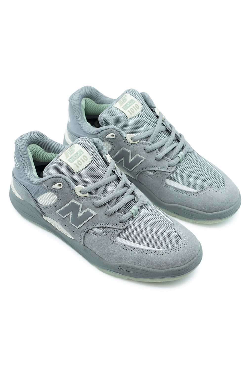 New Balance Numeric Tiago Lemos 1010 skate shoes in Pier 7 inspired Slate Grey colorway blending 90s skateboarding heritage with modern performance technology