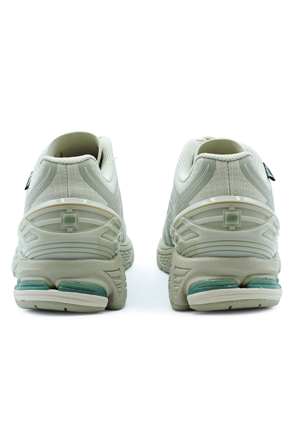 Rear view New Balance U1906X Gore-Tex Shipyard Oregano sneaker, ABZORB SBS heel pods and supportive Stability Web platform