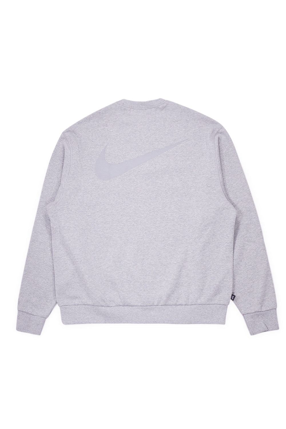 Men’s Nike SB Koston Crewneck Grey Heather, relaxed skateboarding sweatshirt featuring reflective back print and Nike SB logo flag.