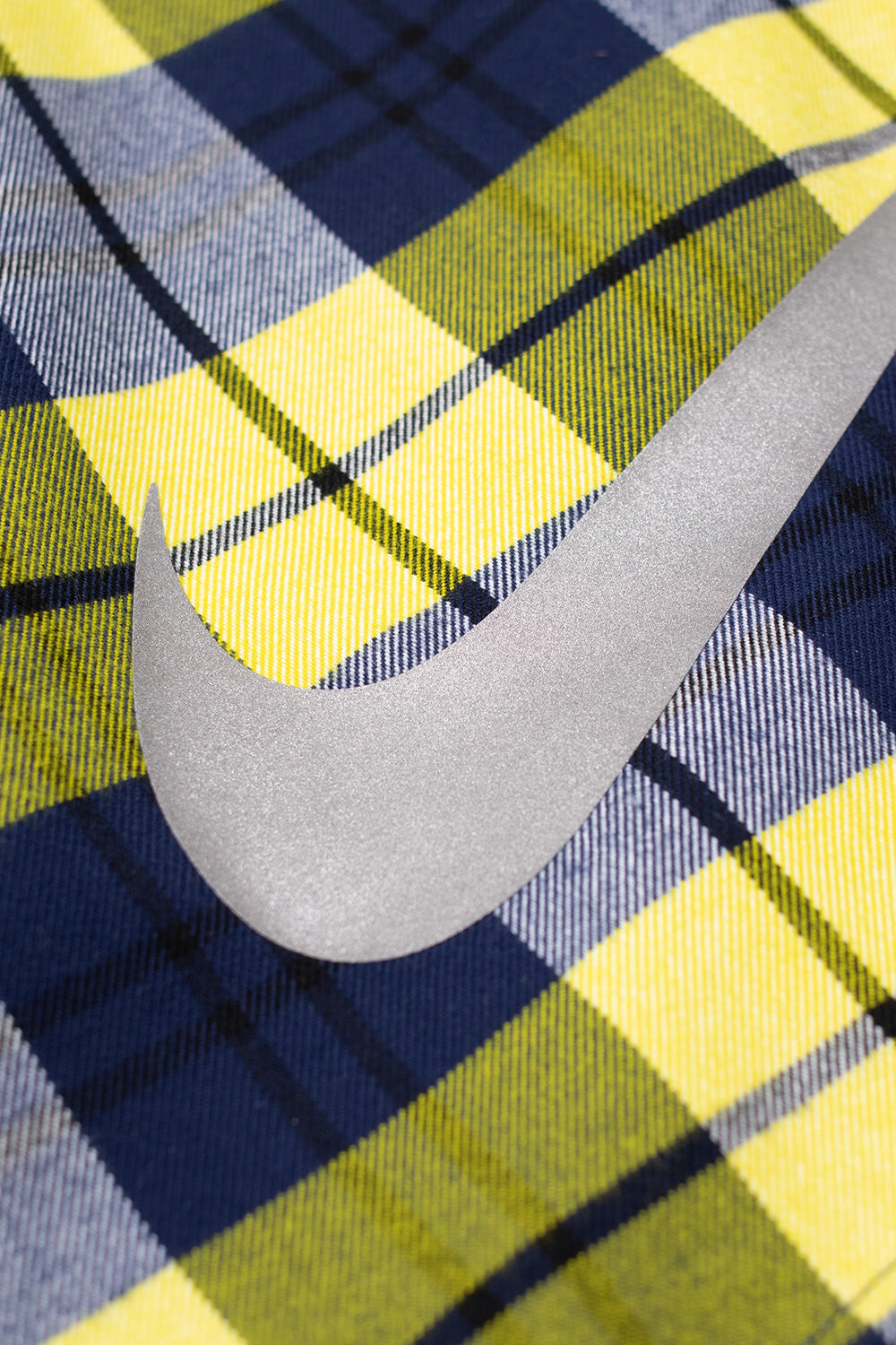 Nike SB Koston Flannel Shirt Midnight Navy Speed Yellow, Eric Koston signature long-sleeve skate shirt blending street style with athletic comfort.