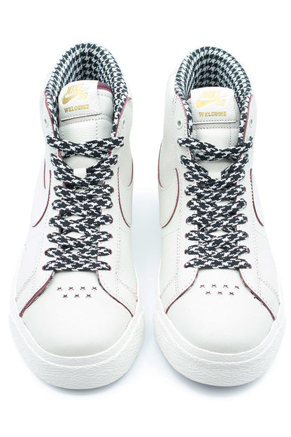 Nike SB X Welcome Madrid Zoom Blazer Mid QS Shoe Sail / Dark Beetroot / White - BONKERS