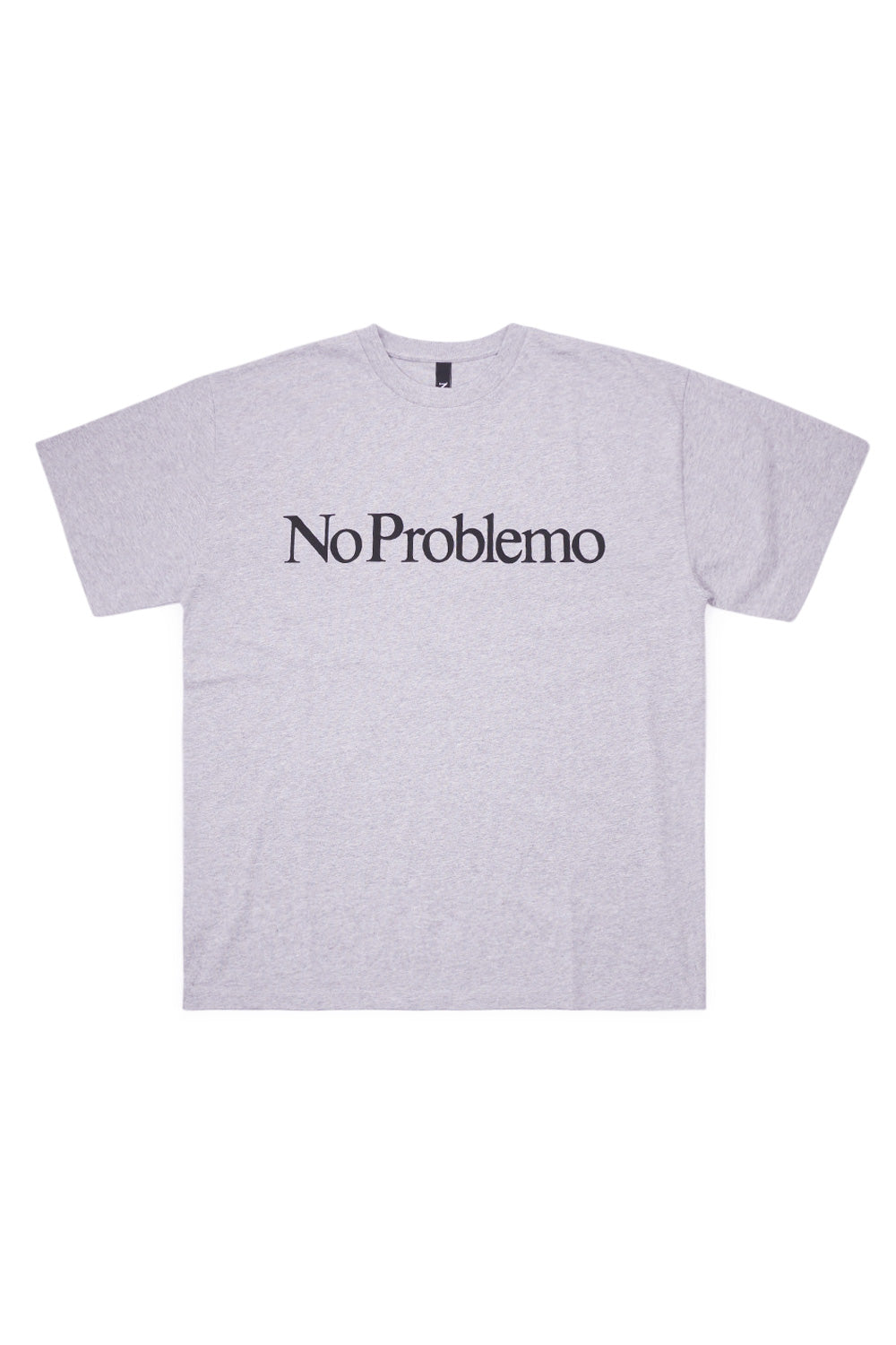 No Problemo No Problemo T-Shirt Grey Marl – boxy fitted unisex t-shirt made in Portugal from 100% cotton, featuring bold chest print by Aries.
