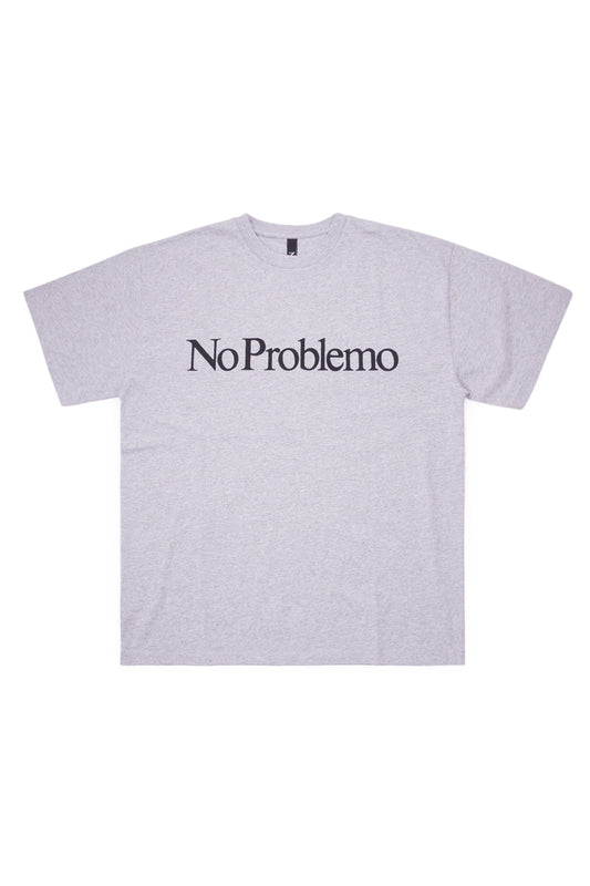 No Problemo No Problemo T-Shirt Grey Marl – boxy fitted unisex t-shirt made in Portugal from 100% cotton, featuring bold chest print by Aries.