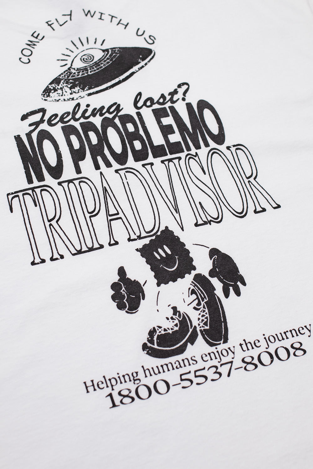No Problemo Trip Advisor T-Shirt White - BONKERS