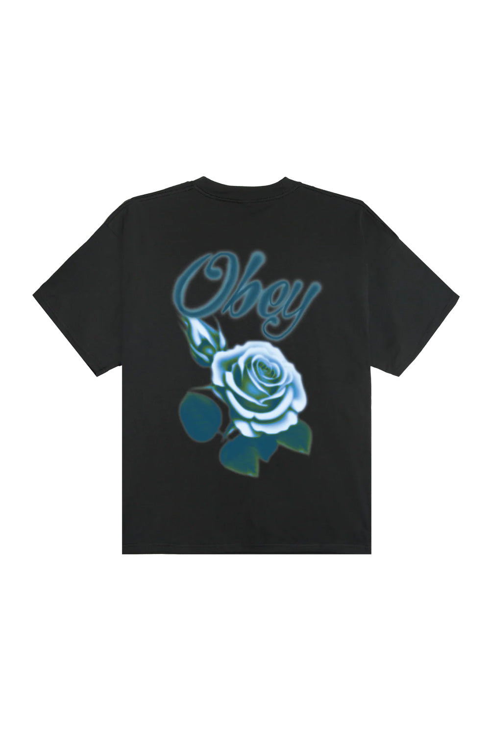 Obey Airbrushed Rose Heavyweight T-Shirt Vintage Black - BONKERS
