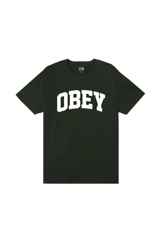 Obey Collegiate Pigment T-Shirt Rain Forest - BONKERS