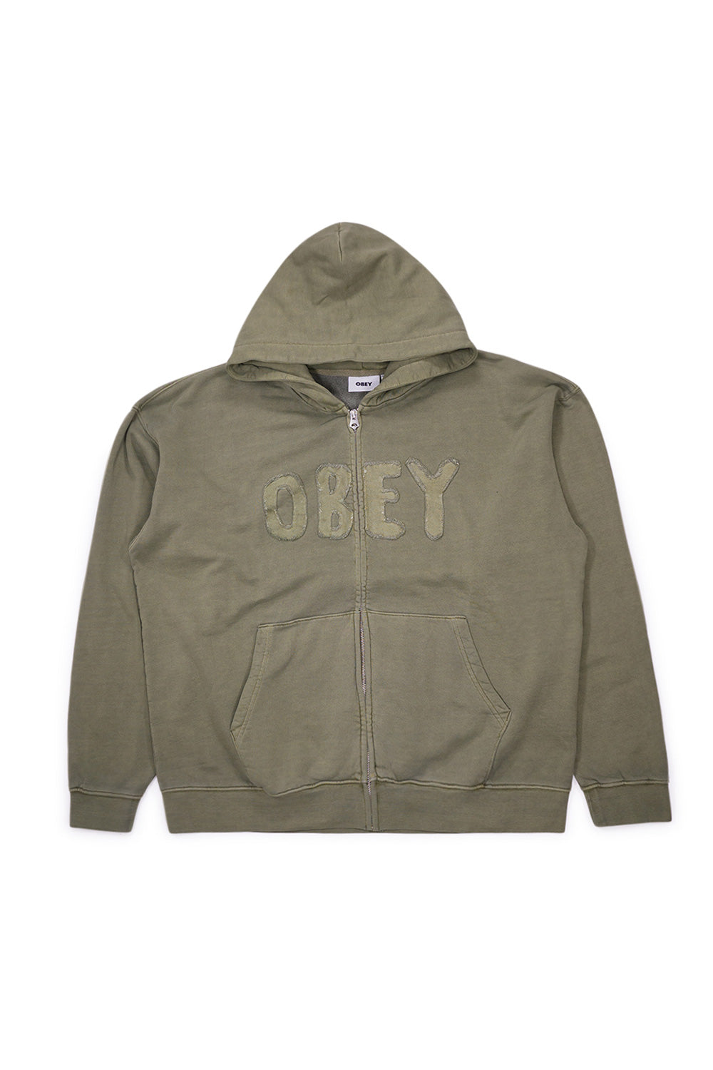 Obey Hybrid Faded Zip Hood Green (Faded Wash) - BONKERS