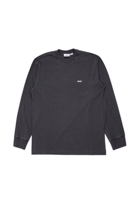 Obey Lowercase Pigment Longsleeve T-Shirt Black - BONKERS