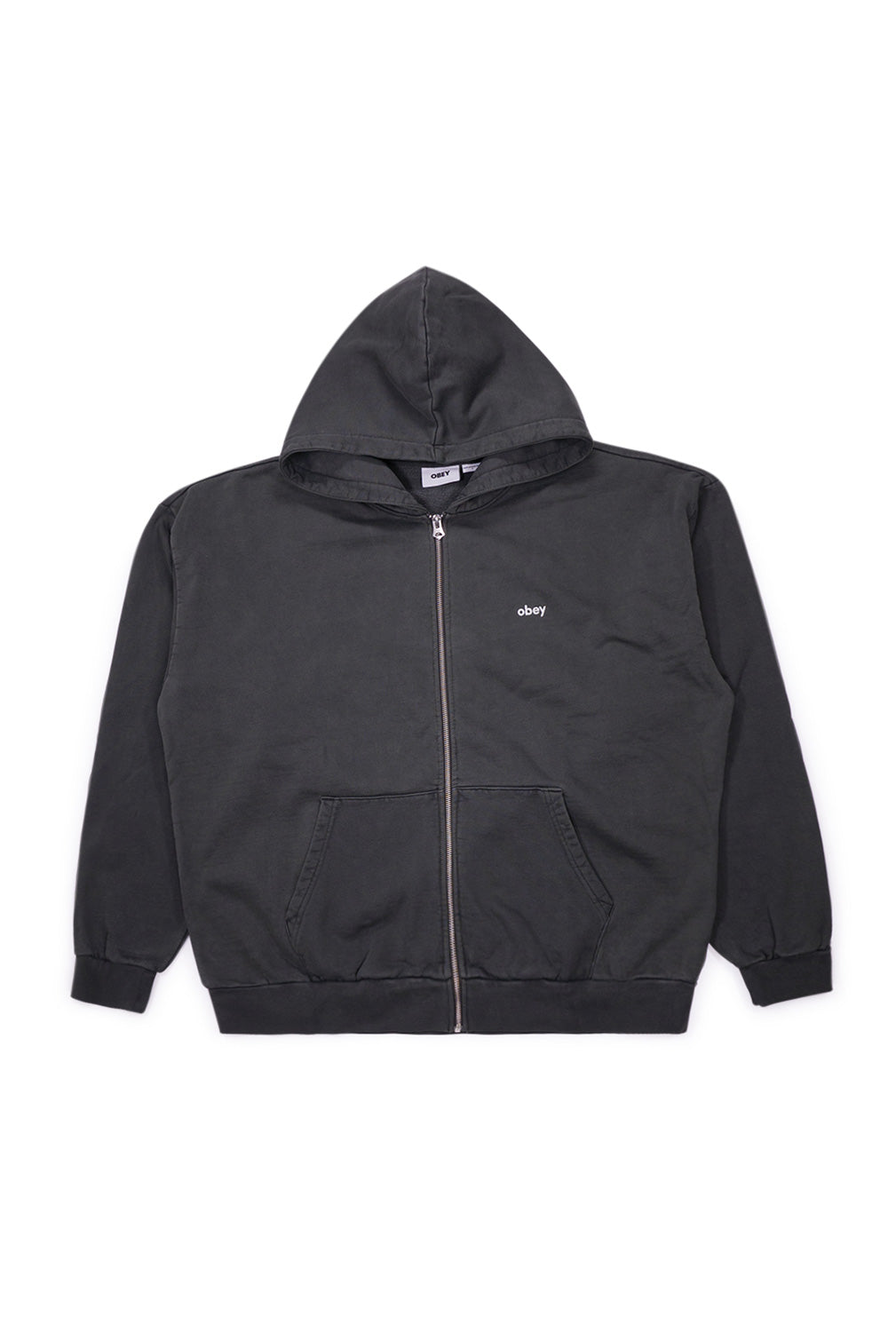 Obey Lowercase Pigment Zip Hood Black - BONKERS