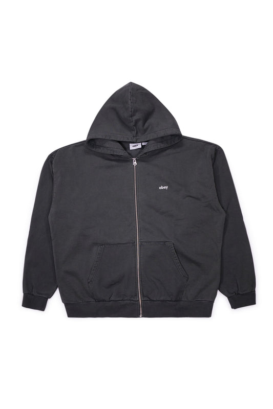 Obey Lowercase Pigment Zip Hood Black - BONKERS