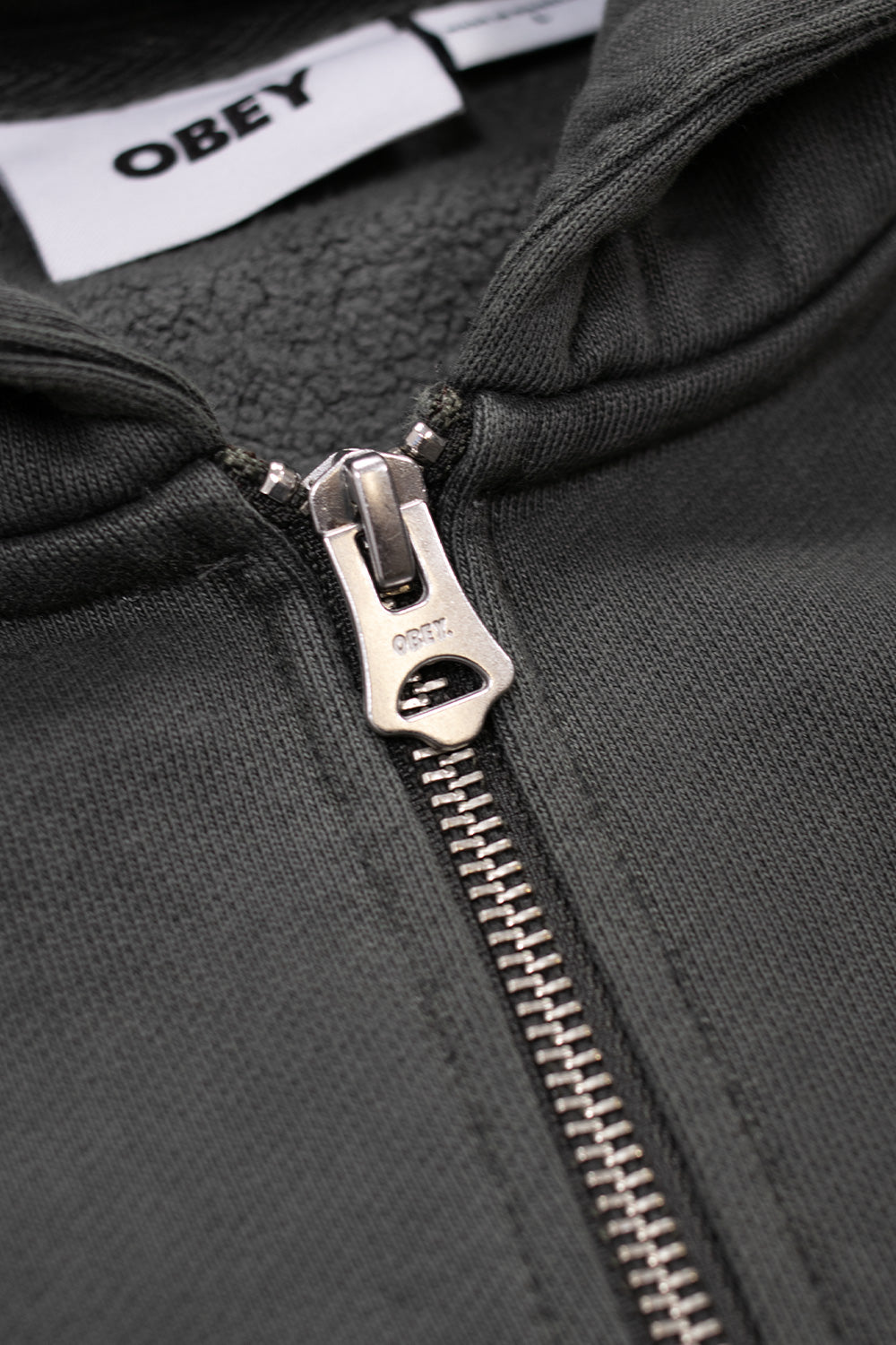 Obey Lowercase Pigment Zip Hood Black - BONKERS